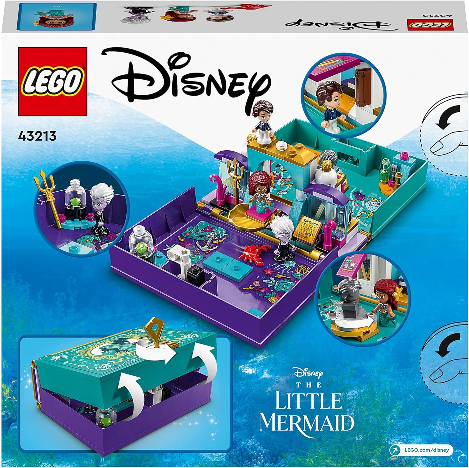 LEGO Disney Princess The Little Mermaid Fairy Tale Book Building Toy for Children, Girls and Boys from 5 Years with Ariel and Prince Erik Micro Dolls, 2023 Film 43213