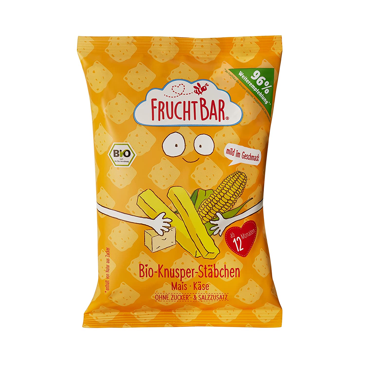 FruchtBar Bio-Knusper-Stäbchen Mais, Käse; 8x30g