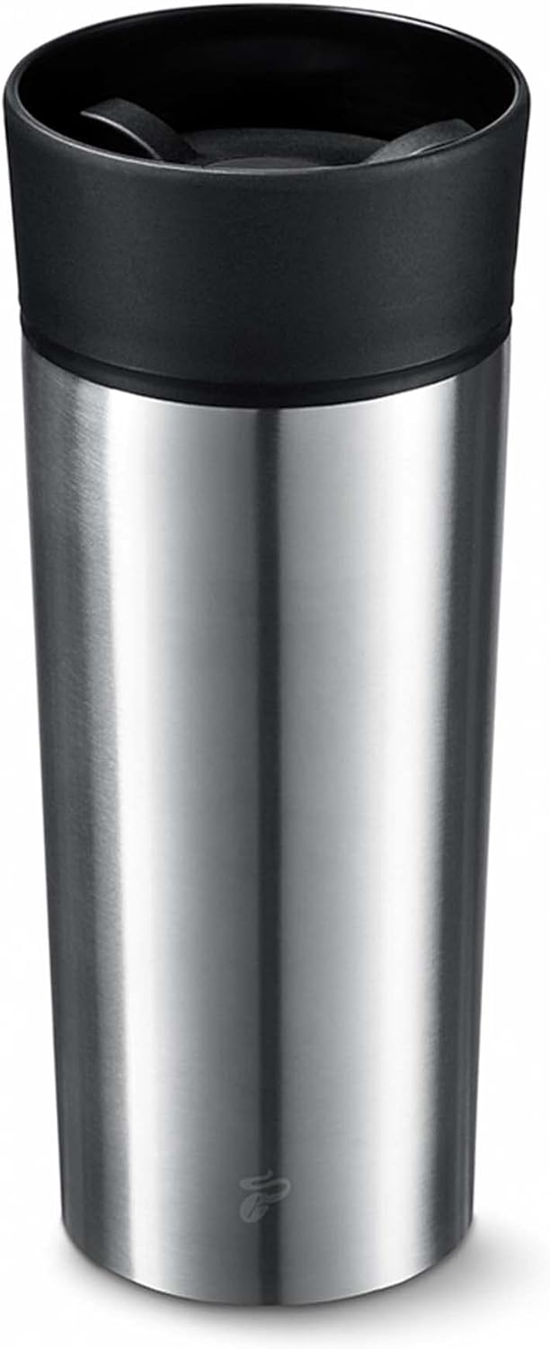 Tchibo Coffee to Go Mug, Reusable Cup, Double Walled, Dishwasher Safe, 360 ° Opening, Stainless Steel