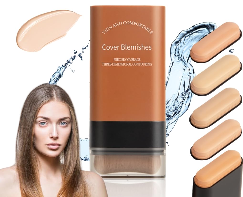 2025 Korean Beauty Foundation Stick, with Brush, Moisturizing, Lightweight Foundation Stick, Instant, Concealing, Flawless Eraser, Beauty for a Natural (#2 Natural)