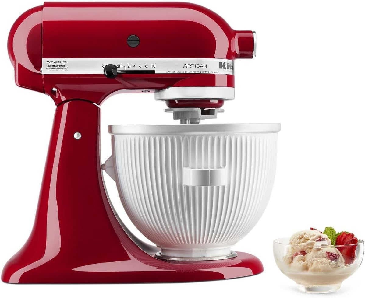 KitchenAid Ice Cream Maker Stand Mixer Attachment, 2 Quart, White