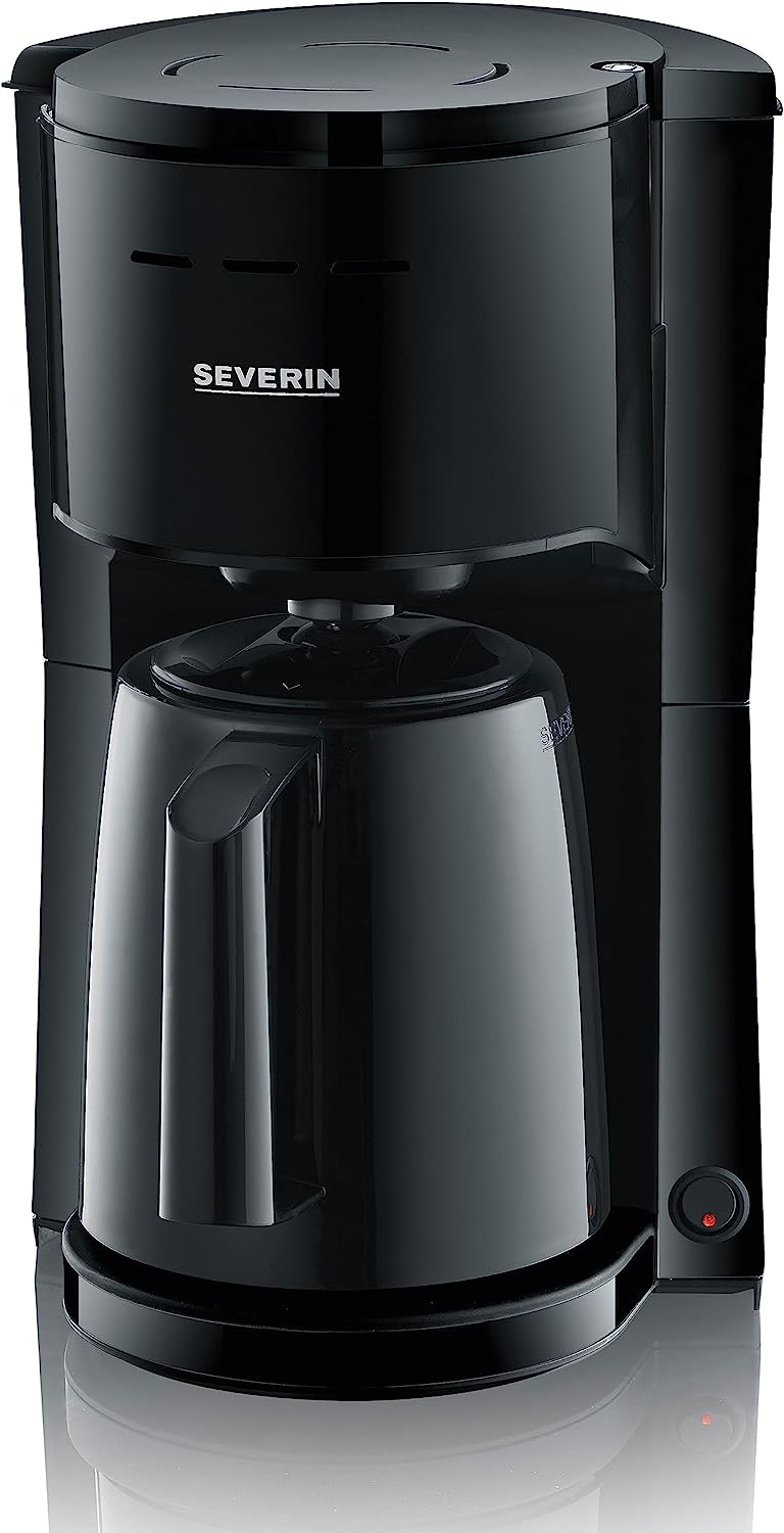 Severin Ka 9306 Filter Coffee Machine with Thermal Jug, Coffee Machine for Up To 8 Cups, Attractive Filter Machine With Insulated Jug, Black