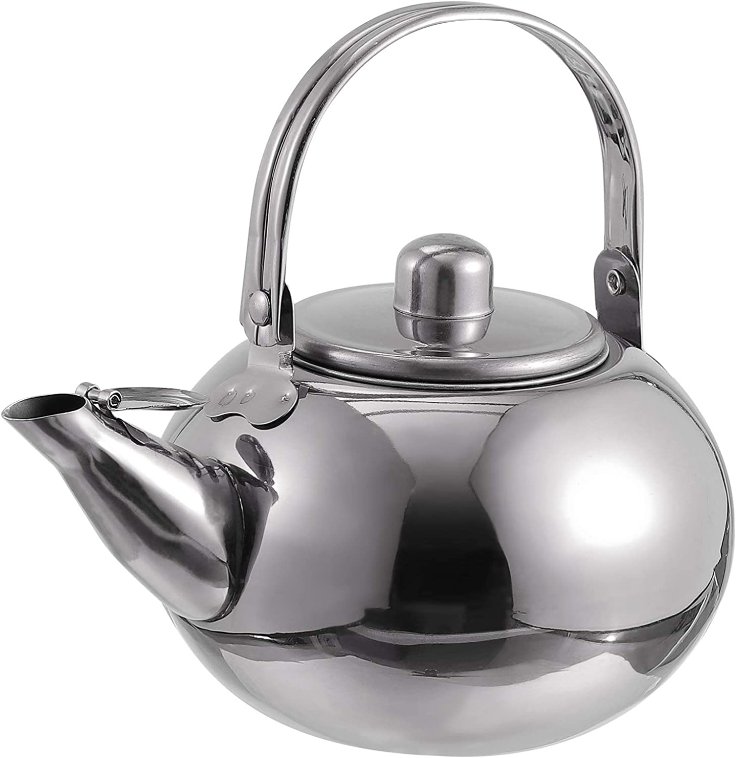 Cabilock Stainless Steel Tea Pot with Filter Metal Tea Kettle Teapot Stove Whistles Tea Pot Tea Maker Tea Kettle Silver