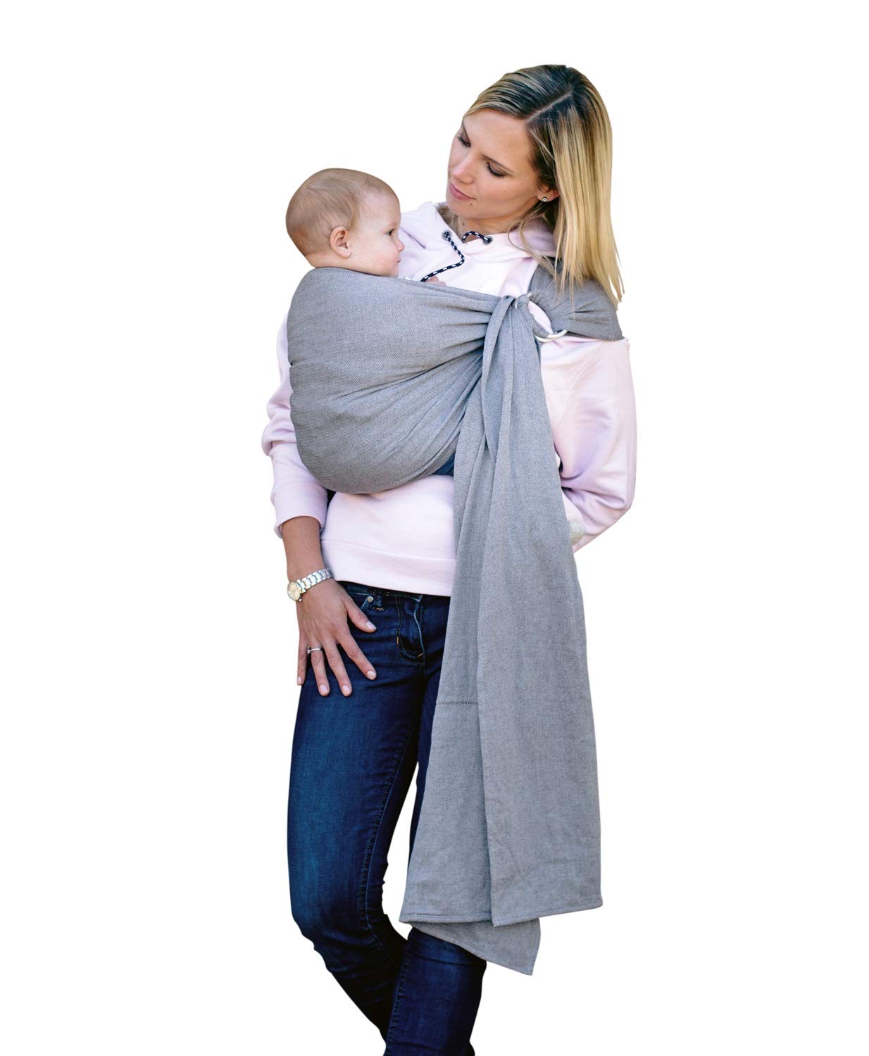 AMAZONAS Baby Sling without Knot Ring Sling Grey 180 cm 0-3 Years up to 15 kg