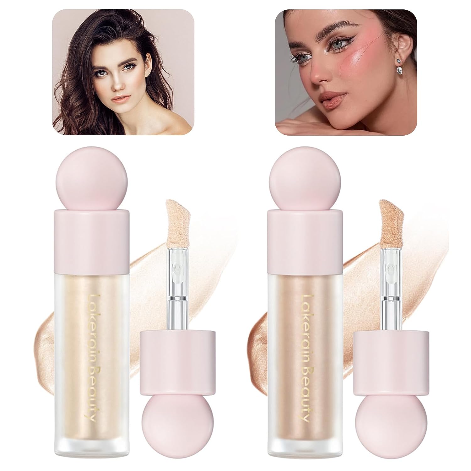 Highlighter Stick 2 Pieces Liquid Highlighter Liquid Glitter Diamond Dust Highlighter Cream Highlighter Key Contour Liquid Contour for Face Eyes Lips Hair Body Glow Cosmetics