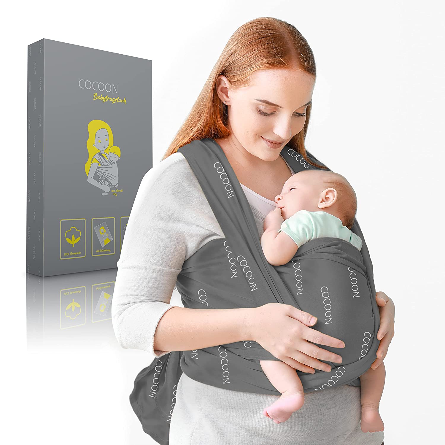 COCOON CLOTHES FOR MEN & WOMEN COCOON® Baby Sling - Baby Sling for Premature & Newborns - Up to 15 kg [0-18] Months - Baby Sling with Tie Instructions - Soft & Breathable Cotton - One Size
