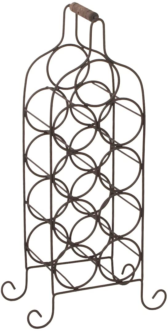 Metal Wine Rack in Black for 9 Bottles with Practical Carry Handle by Varia Living | Practical Bottle Rack / Bottle Stand for the Kitchen | Wine Stand / Wine Bottle Holder in Modern Vintage Shabby Look (9 Bottles)