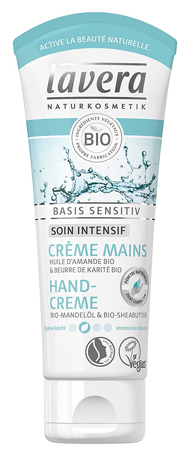 Lavera Basis Sensitive Organic Hand Cream - Vegan - Natural Cosmetics - Organic Vegetable Ingredients - 100% Natural 75 ml