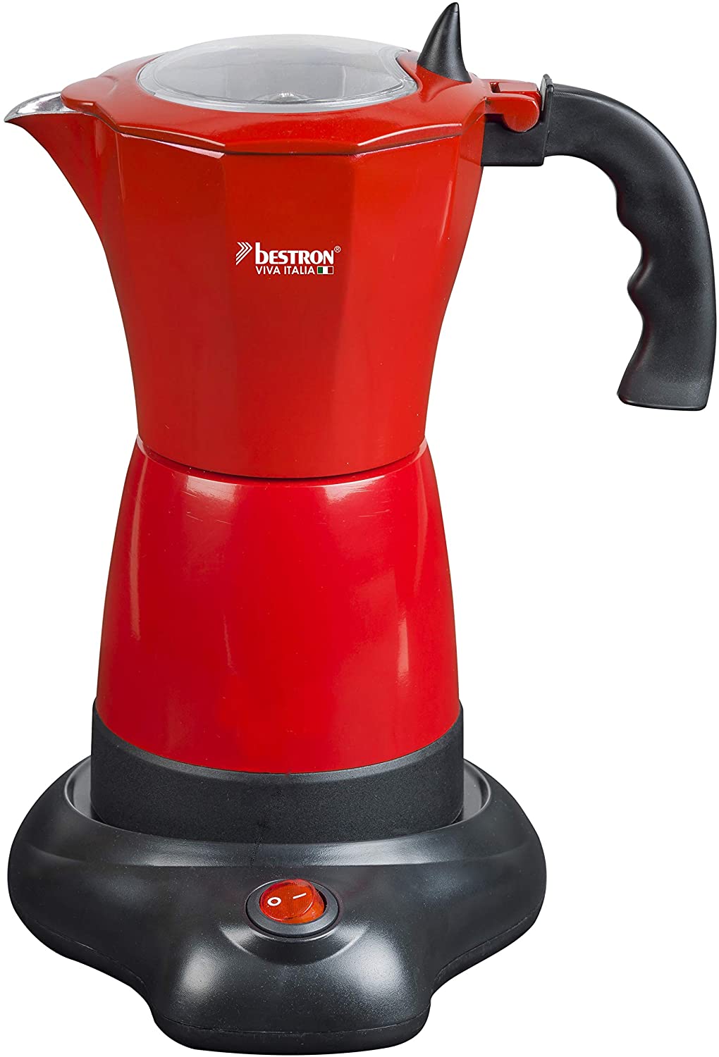 Bestron Viva Italia Electric Espresso Maker with Base for 6 Espresso Cups 180 ml 480 Watt Aluminium Red