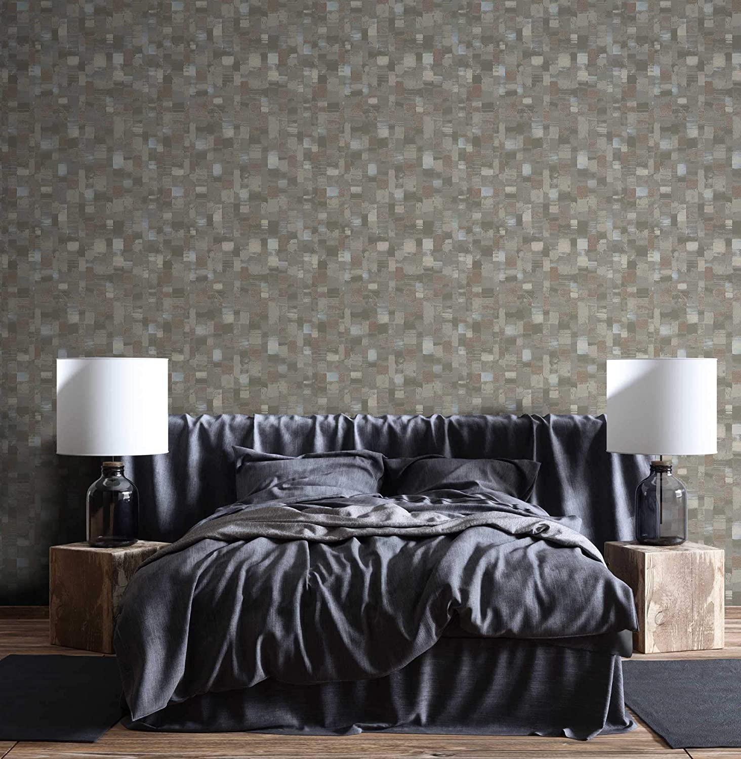 Newroom Graphic Brown Geometric Structure Graphic Non-Woven Wallpaper Modern Including Wallpaper Guide Graphic