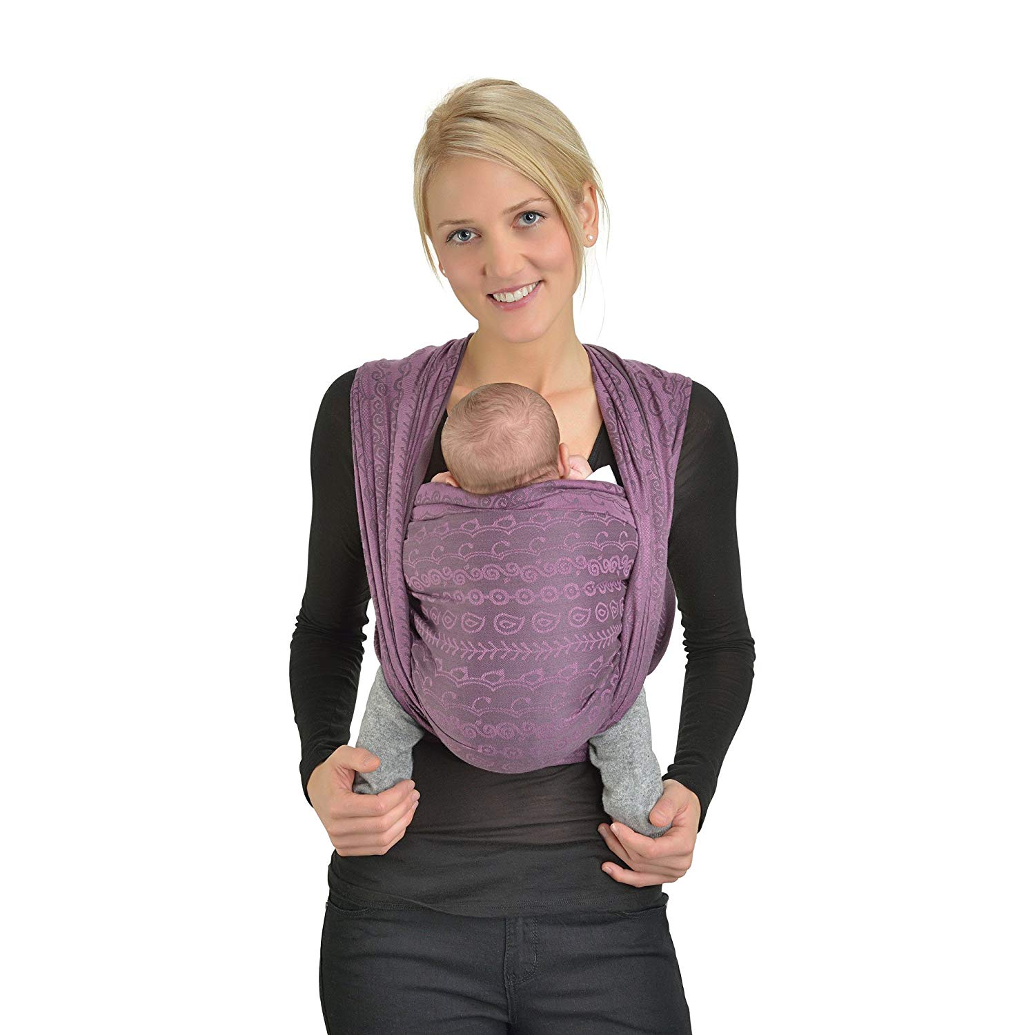 Hoppediz Baby Design Carrier Sling for Newborns from Birth with Illustrated Binding Instructions Tested for Harmful Substances 100% Cotton Darjeeling Purple 4.60 m