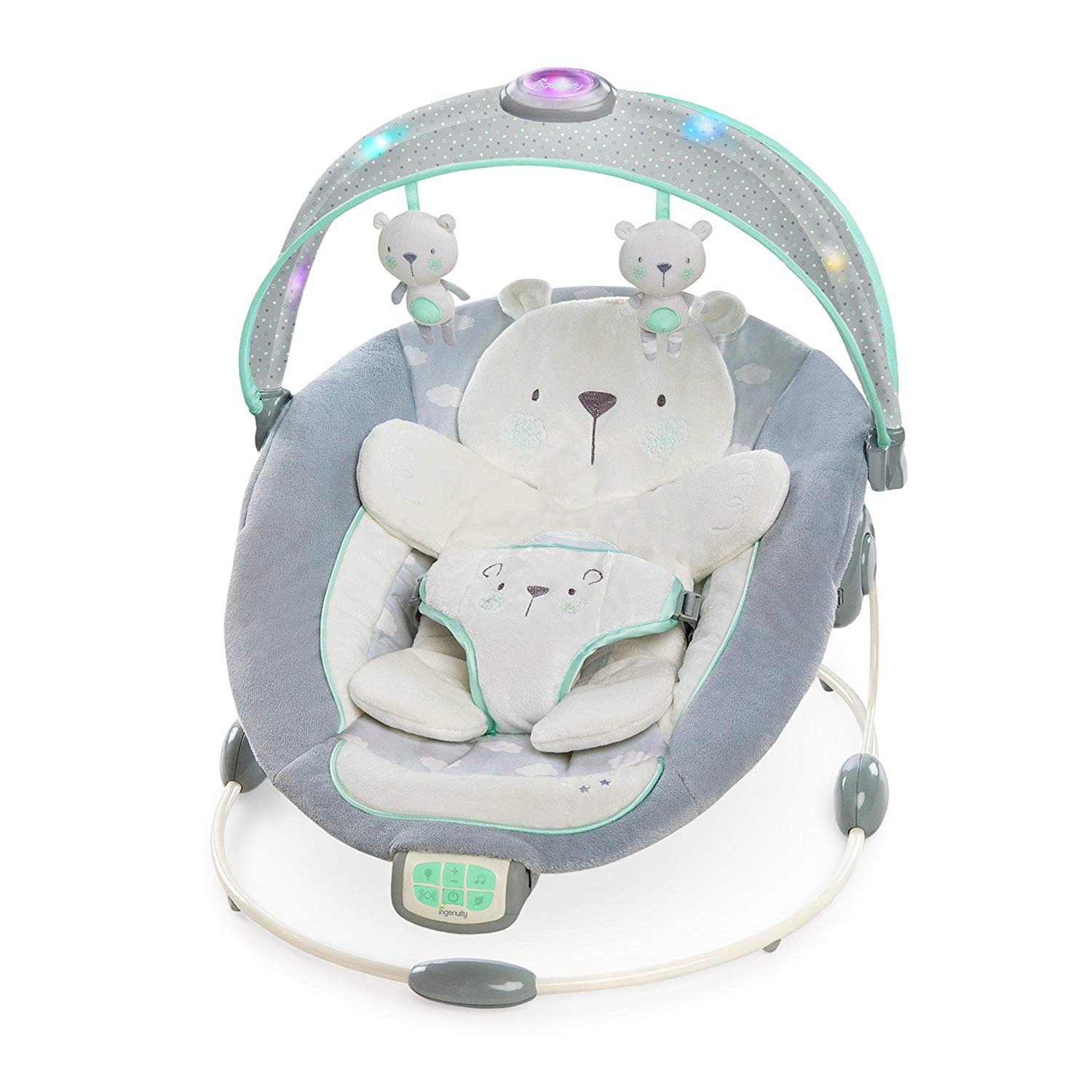 Ingenuity baby bouncer with lights, teddy