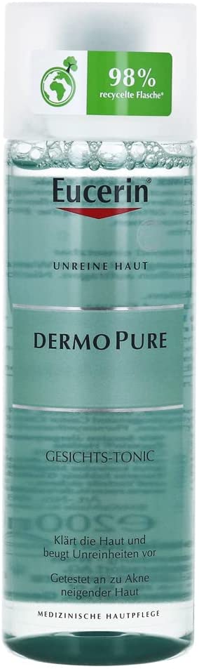 Eucerin Dermopure facial tonic (1 x 200 ml), facial toner clarifies and cleanses blemished skin, prepares the skin for subsequent care