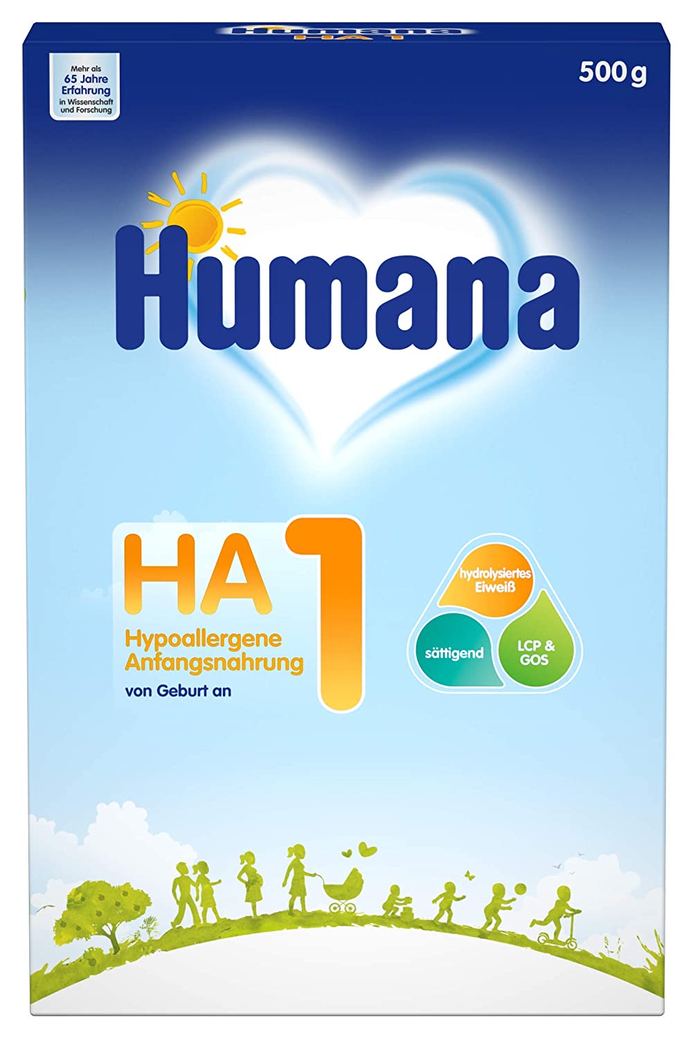 Humana HA 1, von Geburt an, Milchpulver für hypoallergene Anfangsnahrung, zusätzlich zur Muttermilch oder als alleinige Babynahrung, für Babys mit erhöhtem Allergierisiko, 500 g