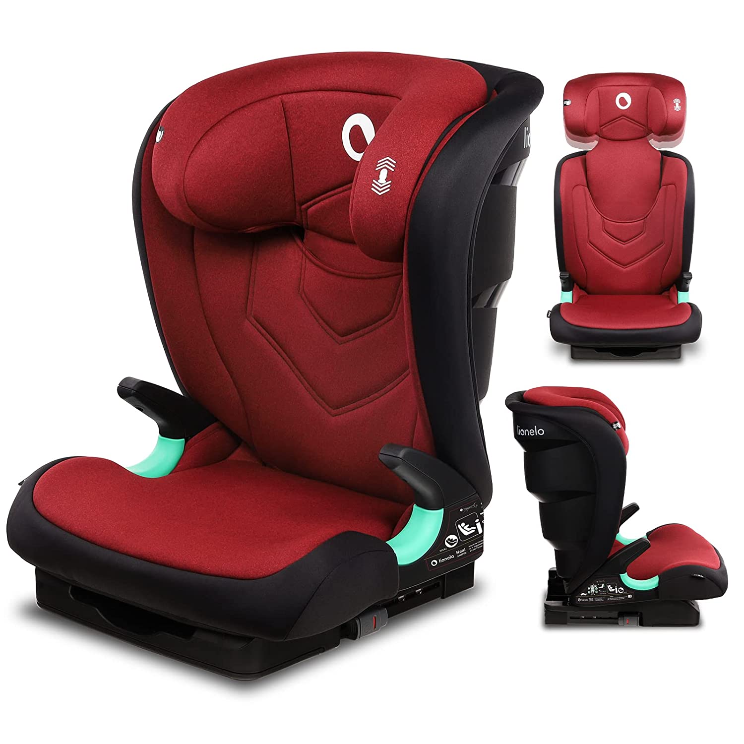 Lionelo Neal Child Seat 15-36 kg Isofix Side Protectors Marking i-Size 3-Way Adjustable Backrest Height Adjustable Headrest Ventilation System (Red)