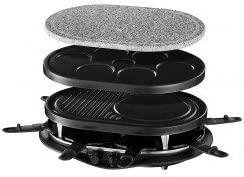 Russell Hobbs 1200 W 3 21000 56 Fiesta Rustic Stone Raclette Grill Removable Grill Plates, Non Stick, Silver, Black