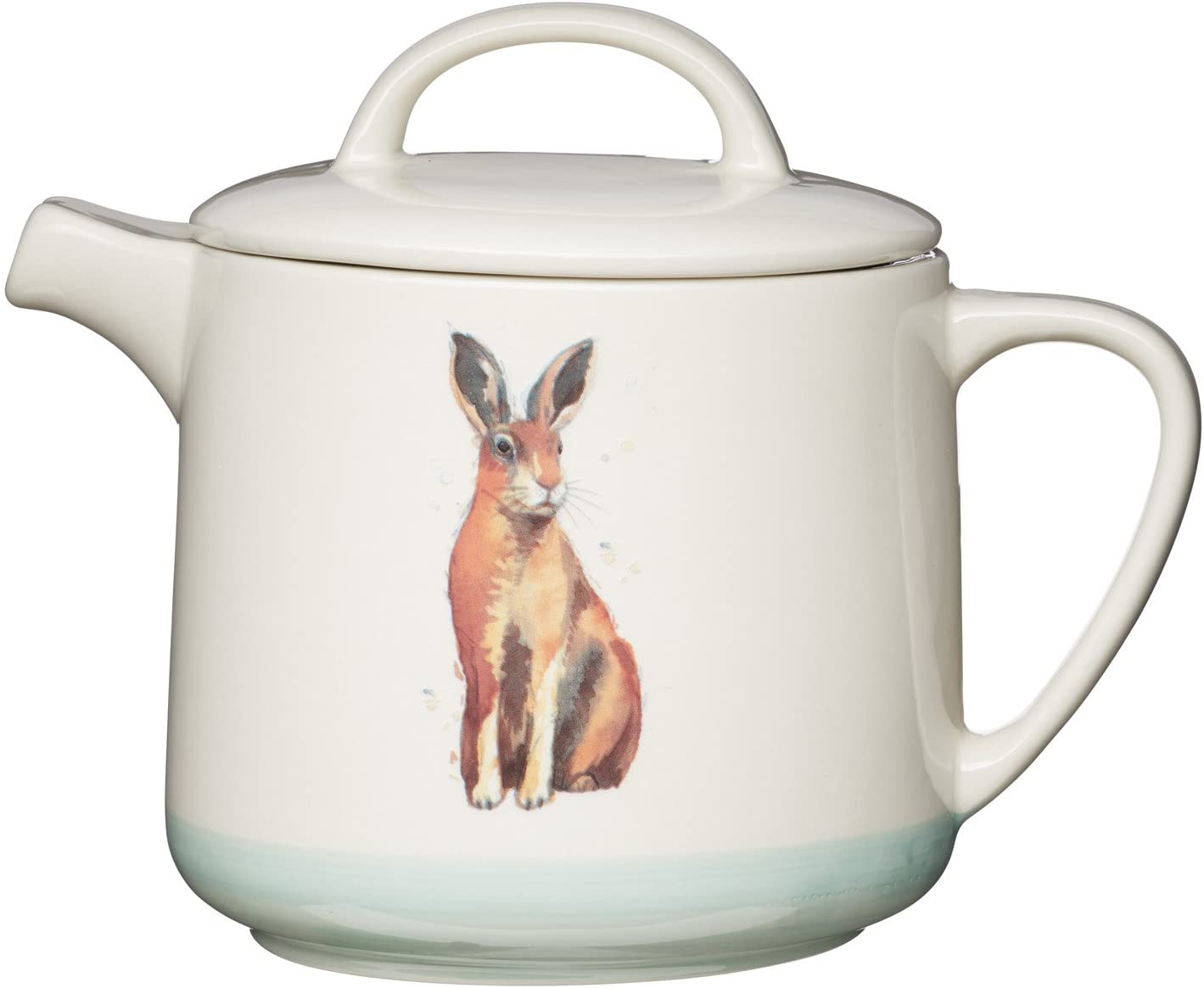 Kitchen Craft Apple Farm Comes \'Harry Hare\' Teapot Coffee Pot 1.4L (2.5 Pts) – Cream/Sage Green, Set, Multi-Color, 13.6 x 21 x 17.5 cm