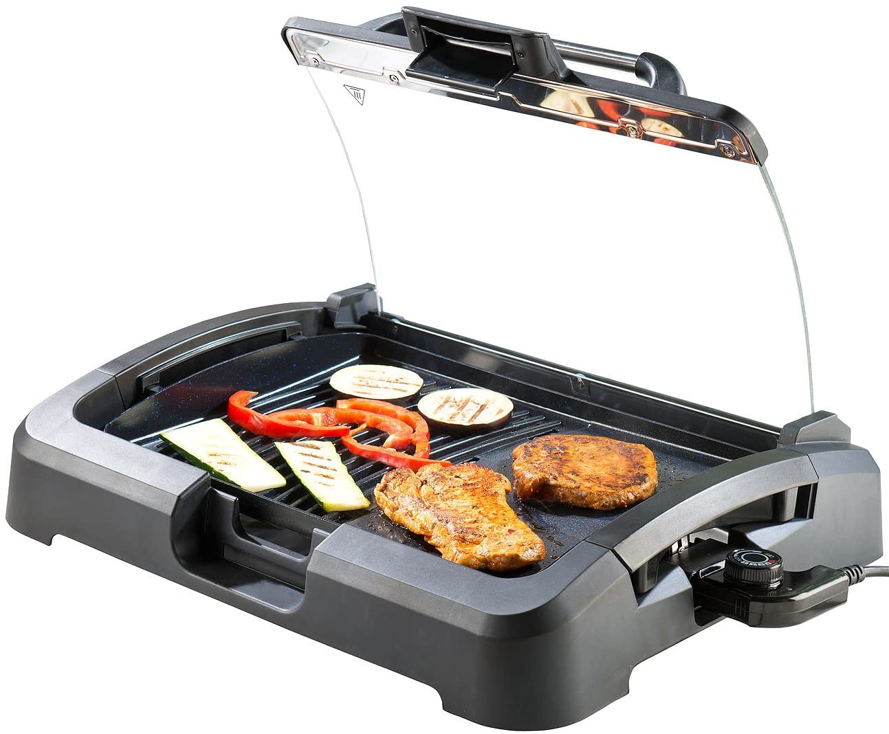 ROSENSTEIN & SOHNE Rosenstein & Söhne Electric grill: XL table grill with glass lid, ceramic coated grill plate, 2,200 W (electric table grill)