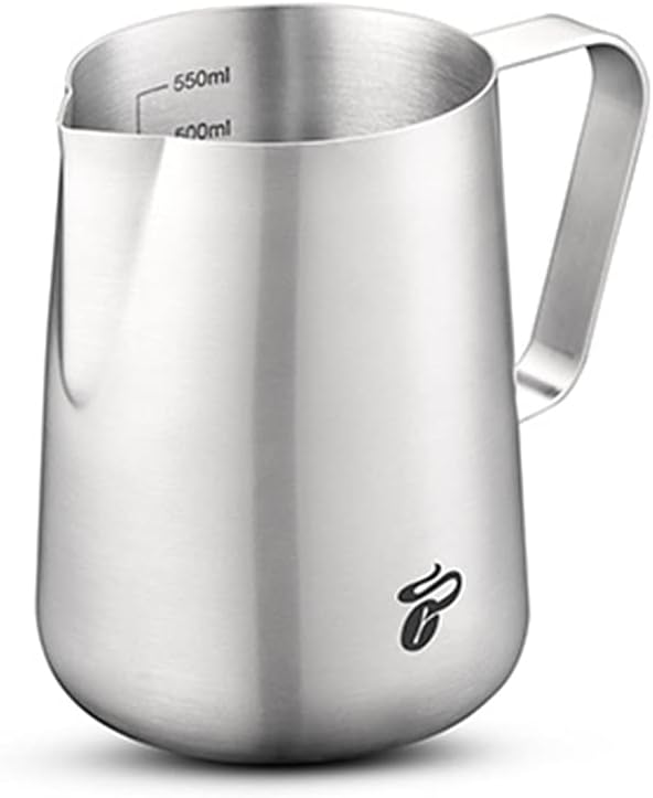 Tchibo Stainless Steel Milk Jug (600ml), Barista Accessories for Manual Milk Frothing Stainless Steel