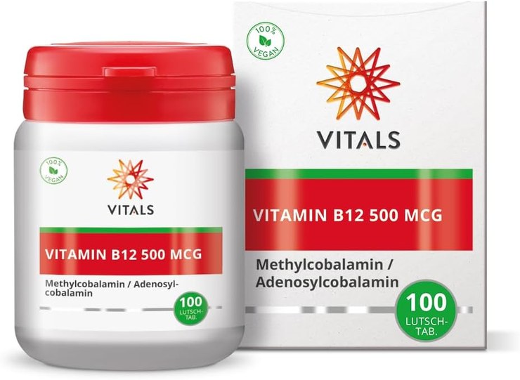 Vitals - Vitamin B12 500 mcg 100 Lozenges with 250 mcg Methylcobalamin and 250 mcg Adenosylcobalamin