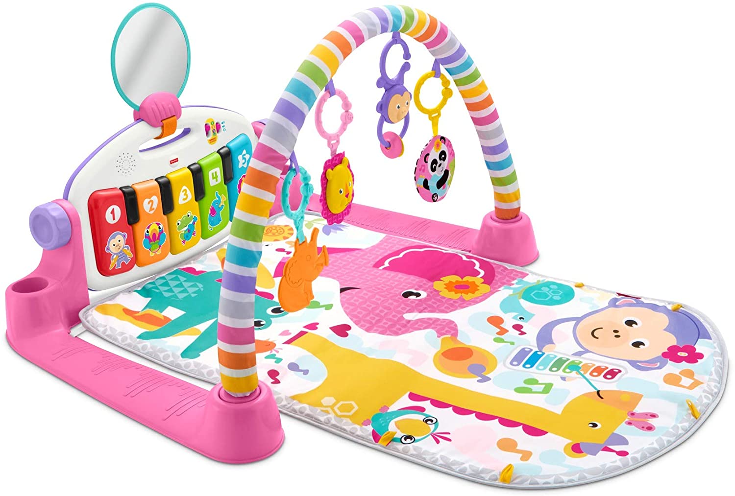 Fisher-Price FWT25 Rainforest Piano Gym with Music and Light Includes Toy Baby Kit from Birth Pink