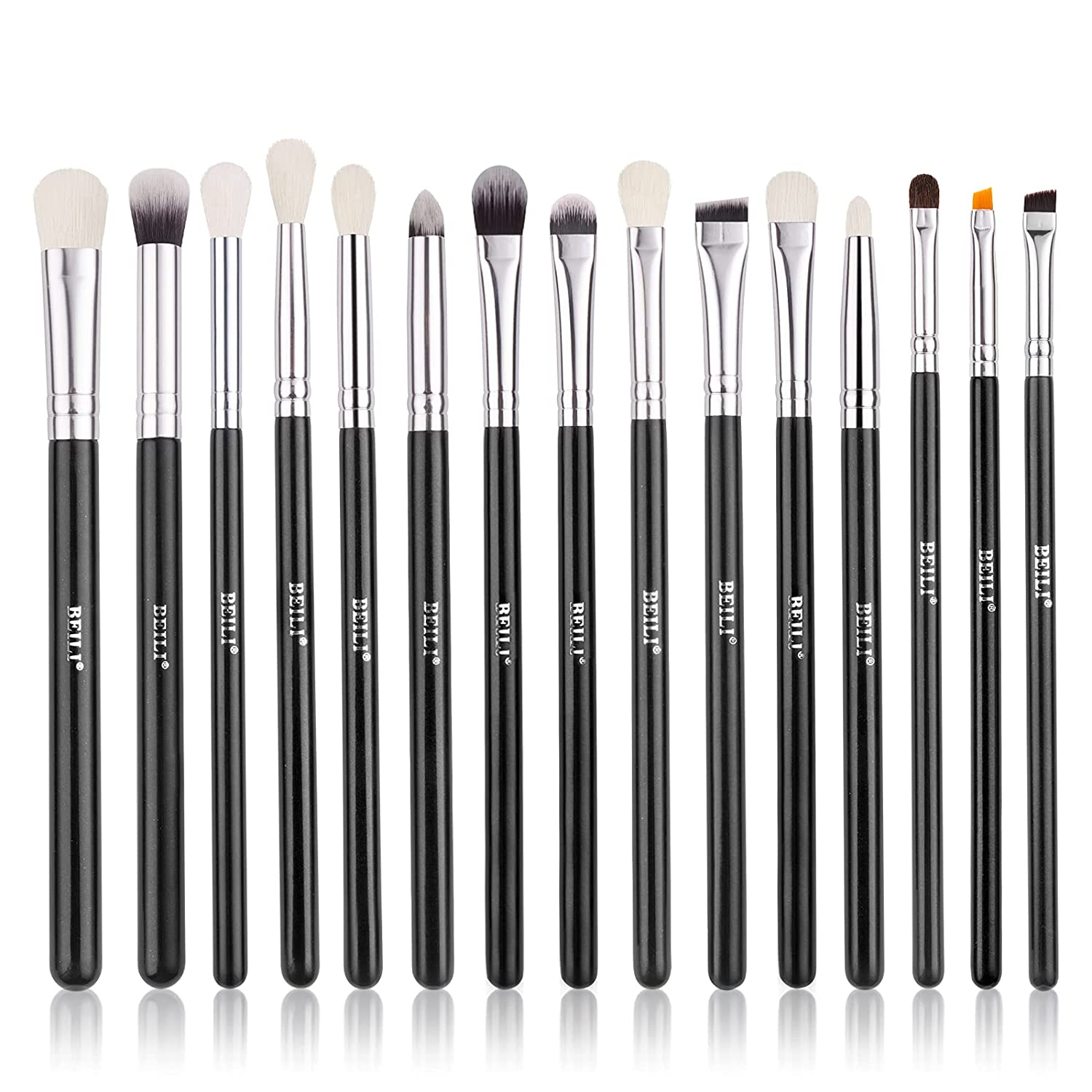 BEILI Lidschatten Pinselset Professionelle丨15pcs Eyeshadow Makeup Brushes Set Premium Augen Makeup Pinsel Set zum Eyeshadow Eyeliner Concealer Augenbraue Blending,Natürliche Haare, ‎schwarz