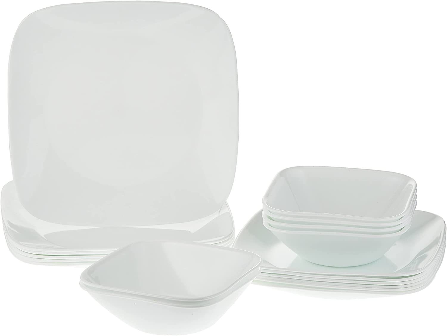 Corelle 18-Piece Vitrelle Glass Pure White Chip and Break Resistant Dinner Set, Service for 6, White