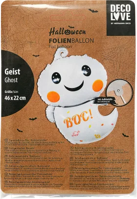 Decorate & set up foil balloon, Halloween ghost, white, 1 pc