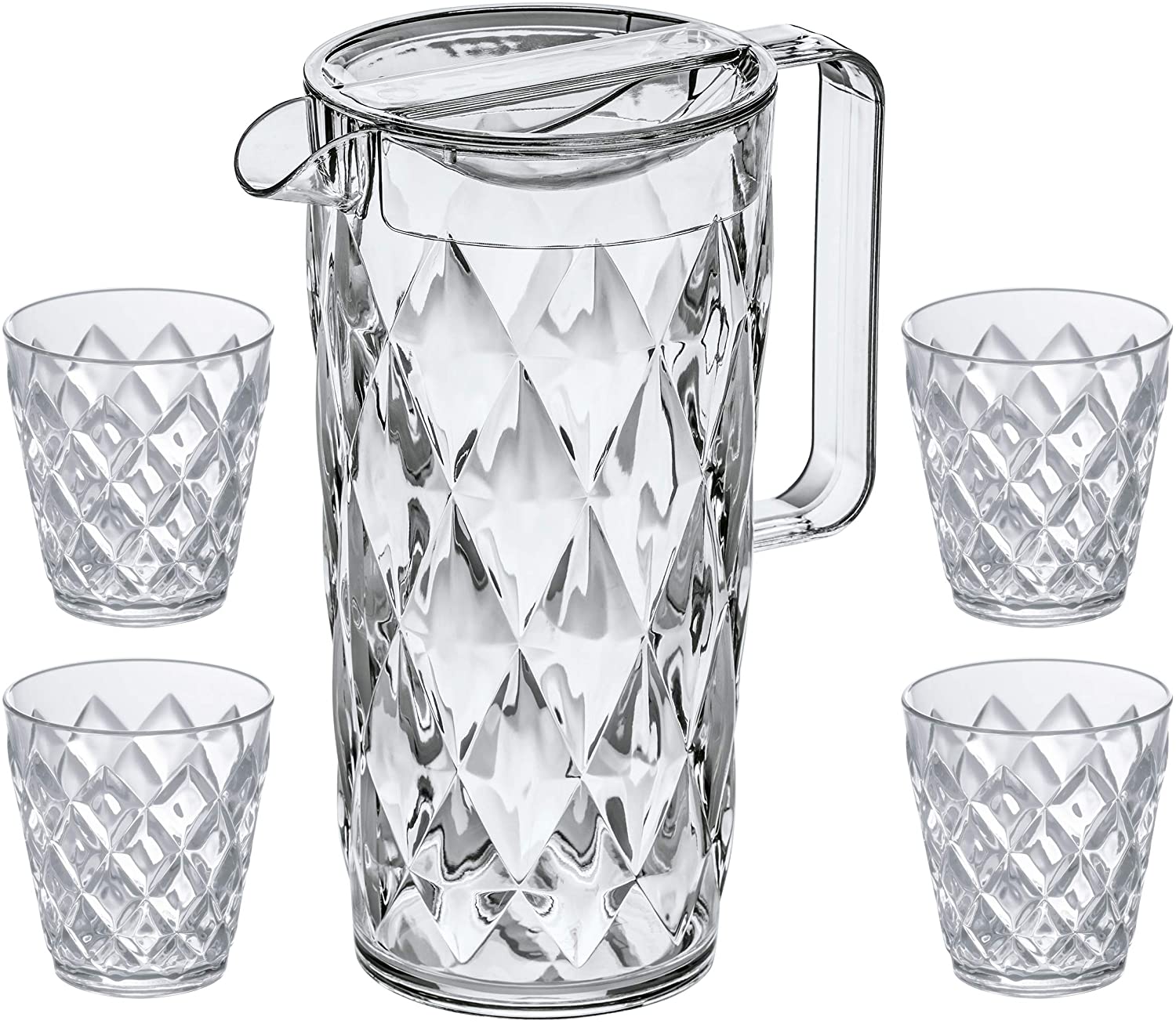 Koziol Crystal Jug 1.6 L with 4 Cups