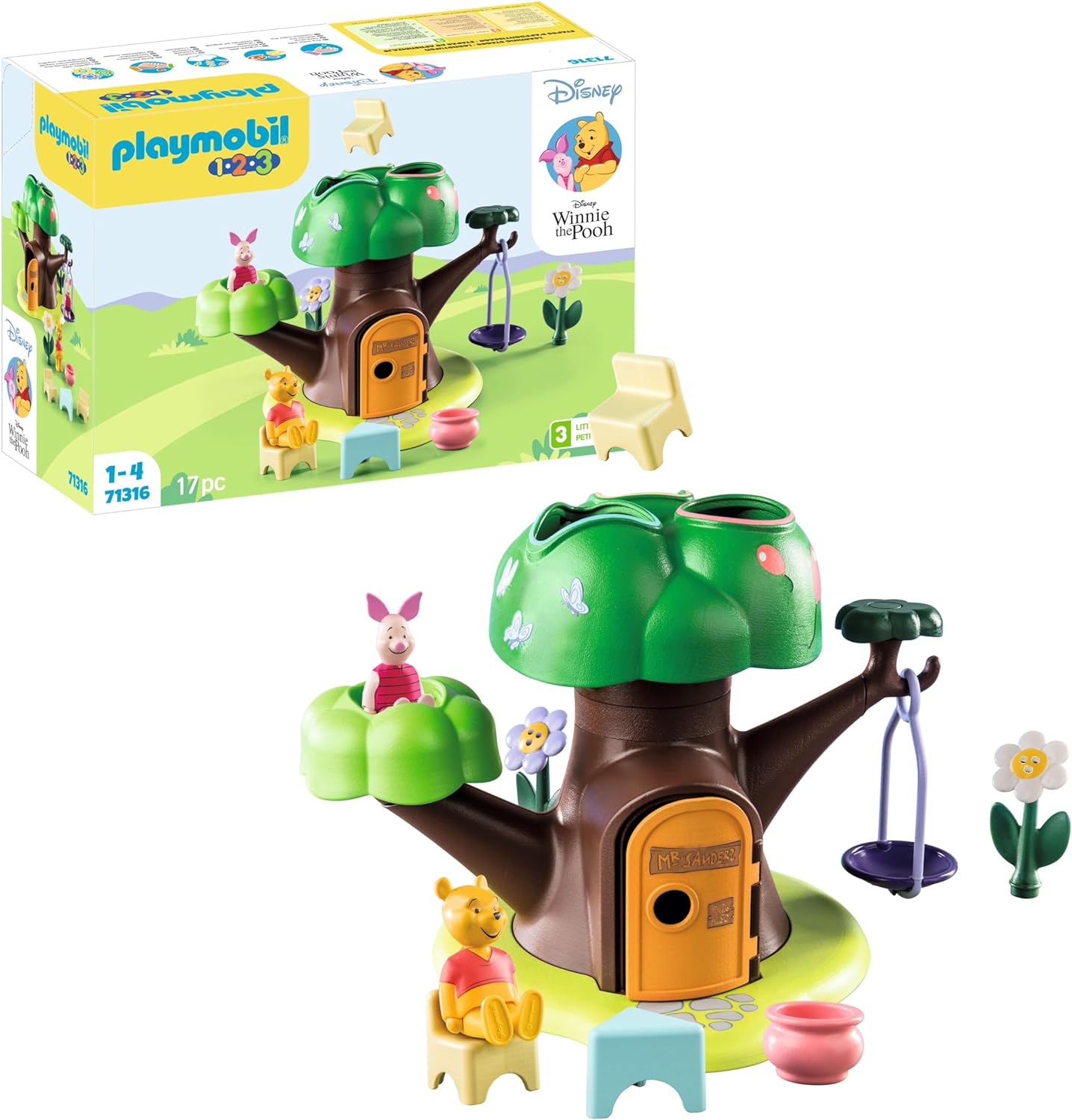 PLAYMOBIL 1.2.3 & Disney 71316 Winnies & Piglets Tree House, Winnie the Pooh, Educational Toy for Toddlers, Toy for Children from 12 Months