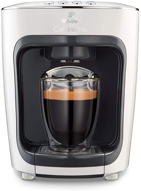 Tchibo Cafissimo Mini Coffee Machine Capsule Machine for Caffè Crema, Espresso and Coffee, White