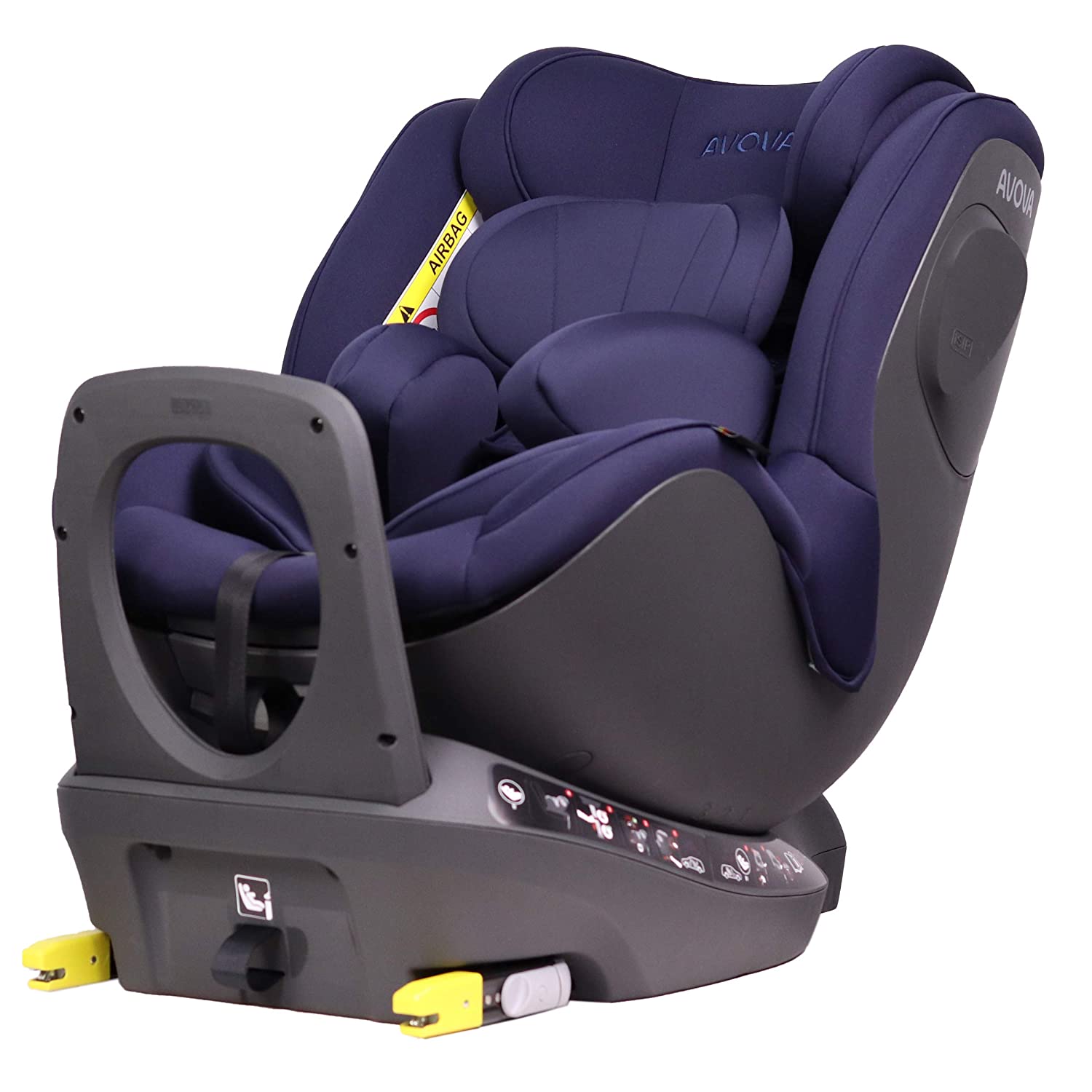 AVOVA Sperber-Fix i-Size Atlantic Blue Rotating Child Seat, Premium ISOFIX Child Seat, Group 0+, 1, Suitable for Children from Birth from 40 to 105 cm, Approx. 20 kg