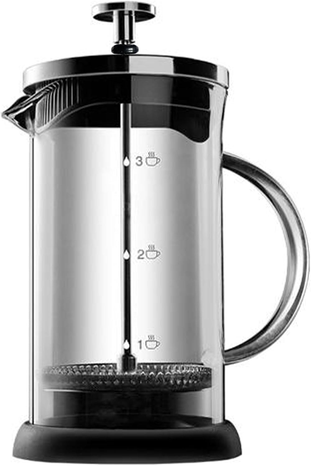 UUE French Press, Glass Material French Press, Coffee Maker Stainless Steel, Coffee Maker French Press with Scale, French Press Coffee 0.6 Litres, A French Press Camping Suitable for Camping