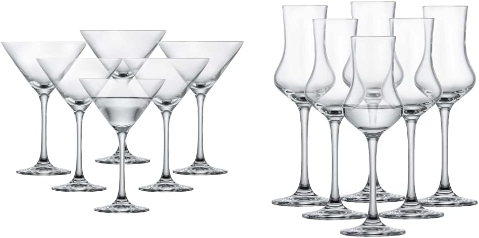 Schott Zwiesel Classico Martini Glass (Set of 6) (Item No. 109398) & Digestifset Classico (Set of 6), Classic Shot Glasses with Stem, Dishwasher Safe Tritan Crystal Glasses (Item No. 120518)