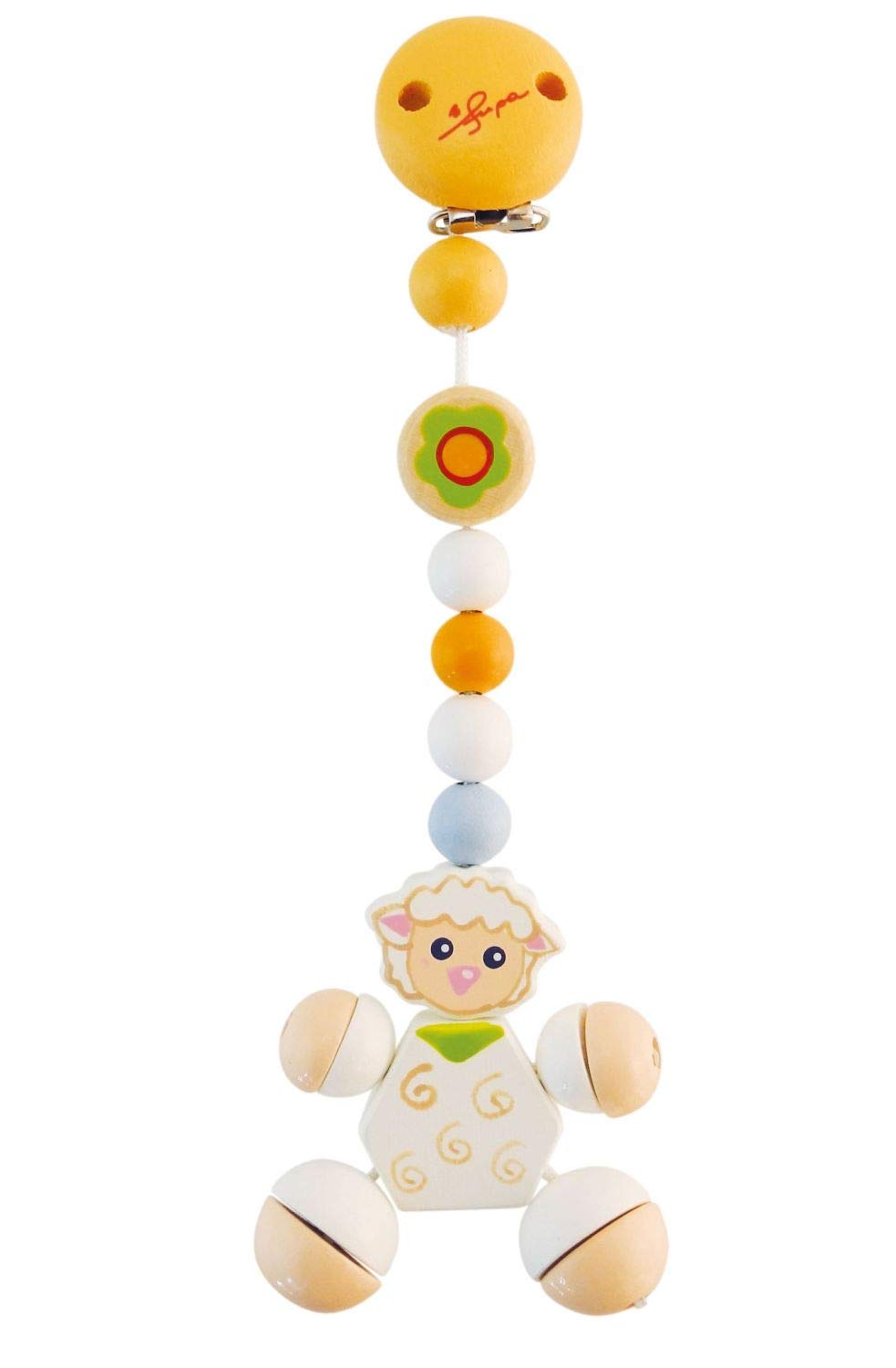 Bieco Betty 44011003 Wooden Clip Pendant with Betty the Sheep as Pendant, for Playing and Grasping for Children from Birth White