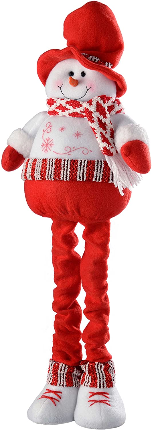 WeRChristmas 45 cm Free Standing Christmas Snowman Decoration with Extendable Legs – Multi-coloured