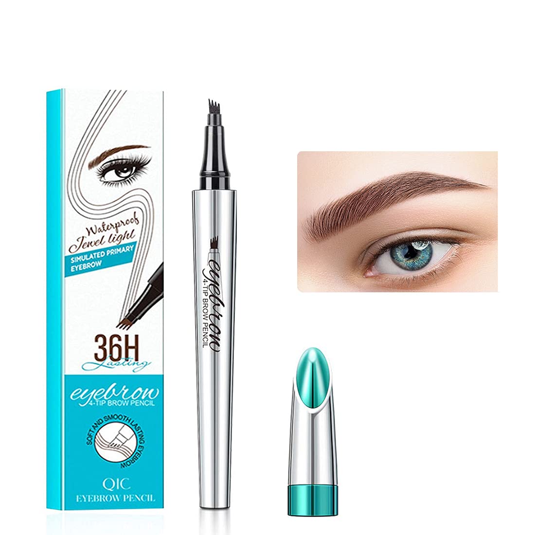 CUIFULI Eyebrow Pencil 4 Point Tips Eyebrow Make Up with Micro Fork Tip Applicator Durable Water and Smudge-proof Red-Brown, ‎red-brown