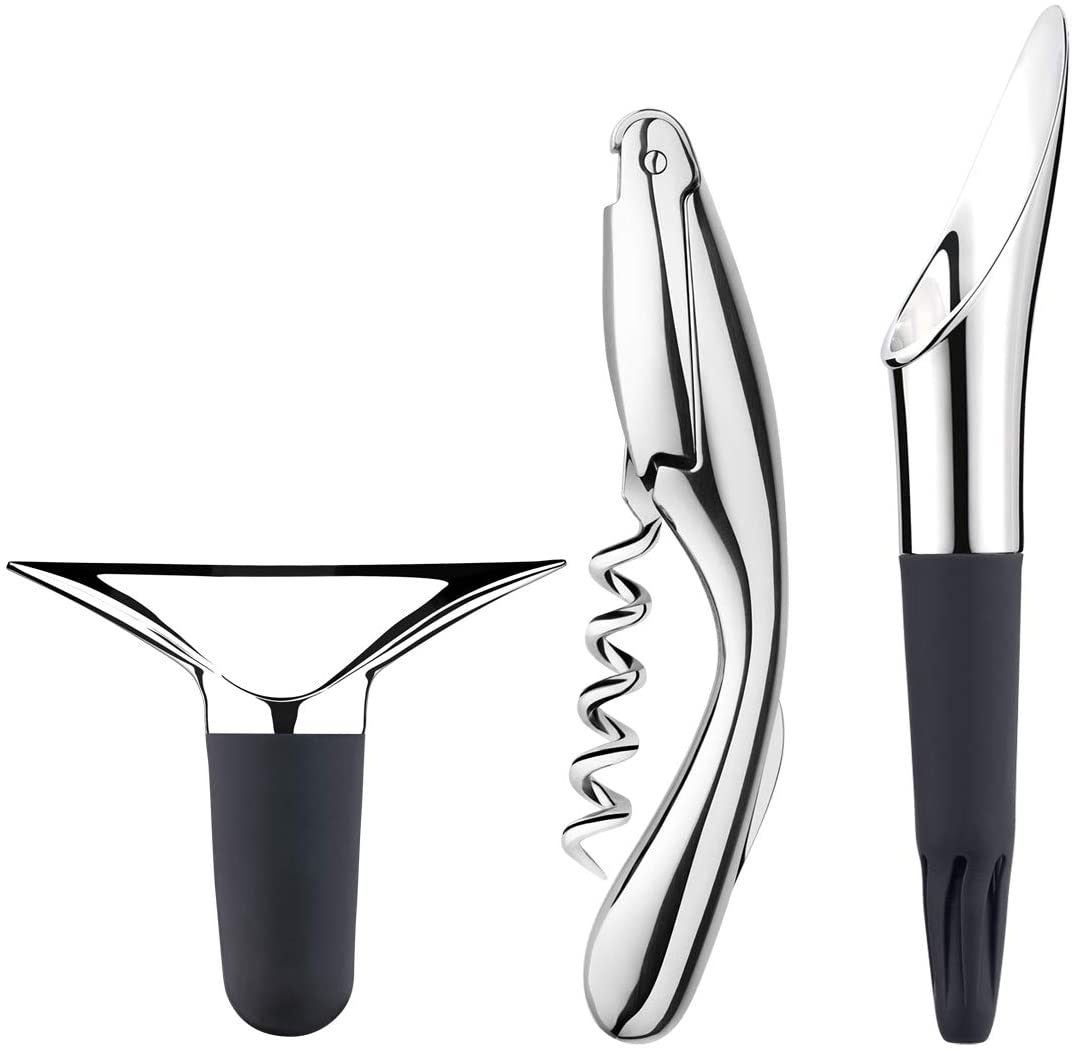 Georg Jensen GEORGE Jensen GJ 083783 Wine Set with Corkscrew, Winest OPPER and Winepo Urer, Set of 3, Stainless Steel, Stainless Steel, 12.5 x 21.3 x 5.5 cm