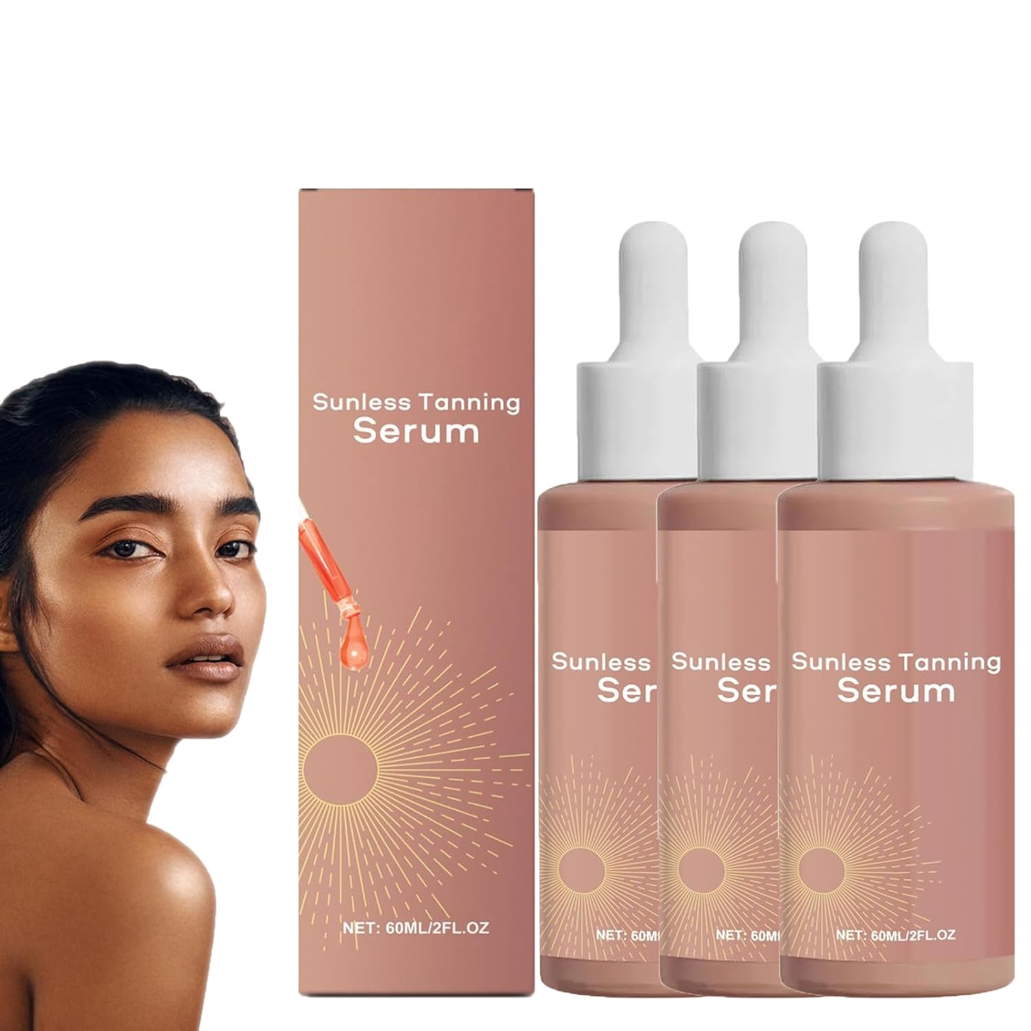Sunless Tanning Drops, Sunless Tanning Drops, Drops for Natural Enhancement of Melanin, Improving Natural Skin Tone for a Real, Sun-Kissed Gla (3 Pieces)