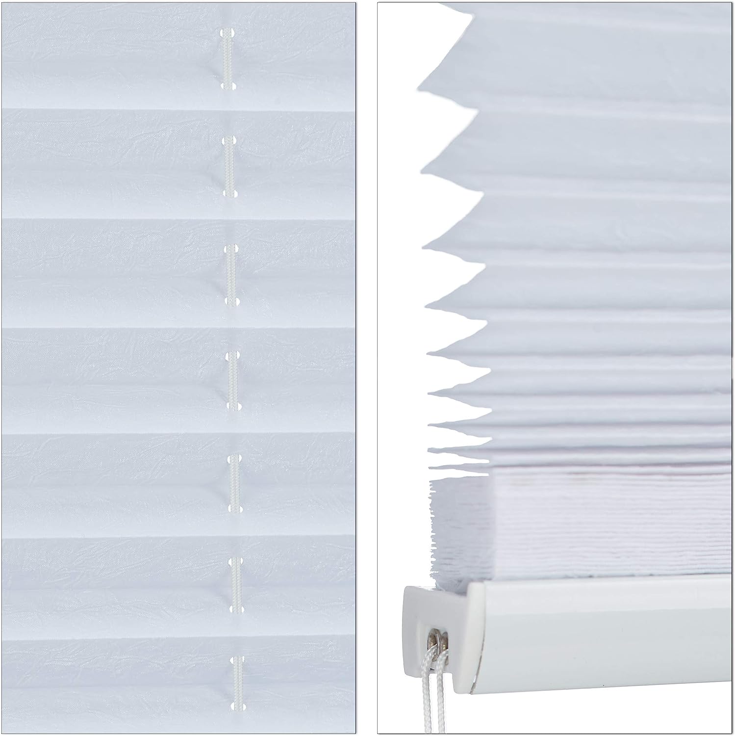 4 x Pleated Roller Blinds No Drilling Required Klemmfix for Gluing Folding Blinds Translucent White 60 x 130 cm