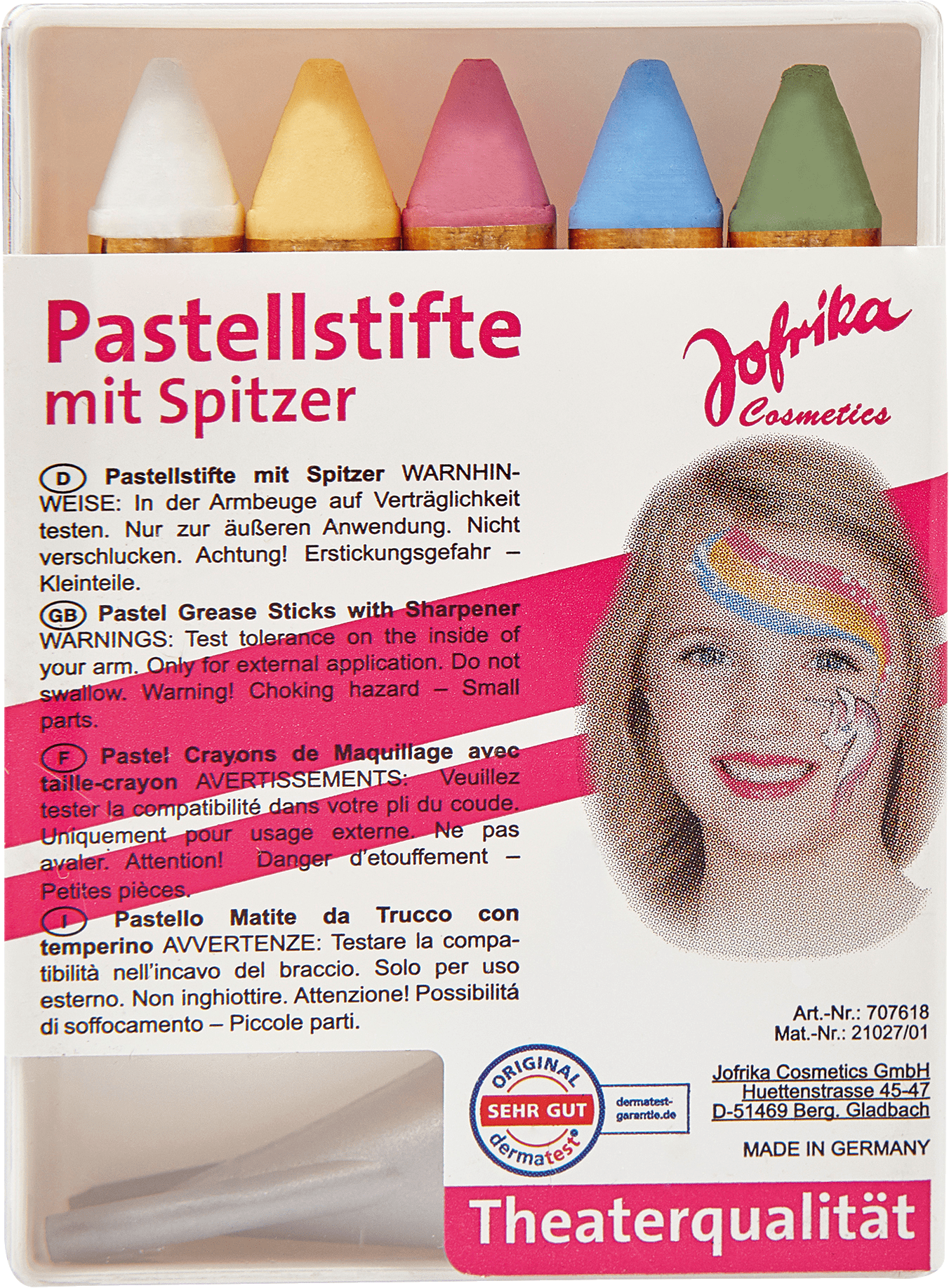 Jofrika Pastel Pencils With Sharpener, 5 St