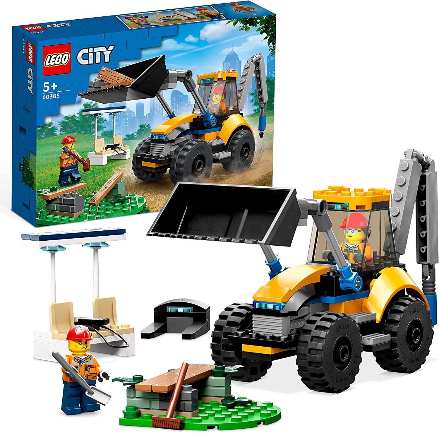 LEGO 60385 City Wheel Loader Construction Vehicle, Excavator Toy for Children as Educational Toy with Mini Figures, Construction Vehicle Gift for Birthday from 5 Years