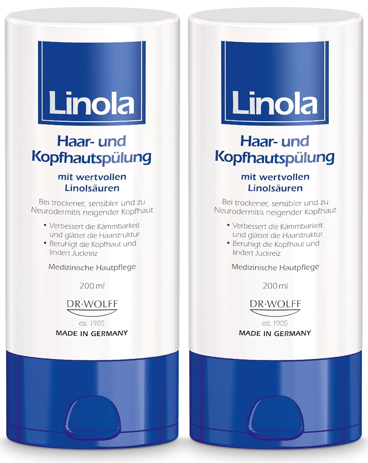 Linola Hair and Scalp Conditioner - 2 x 200 ml | Conditioner for Dry and Sensitive Scalp | Relieves Itching | No Microplastics