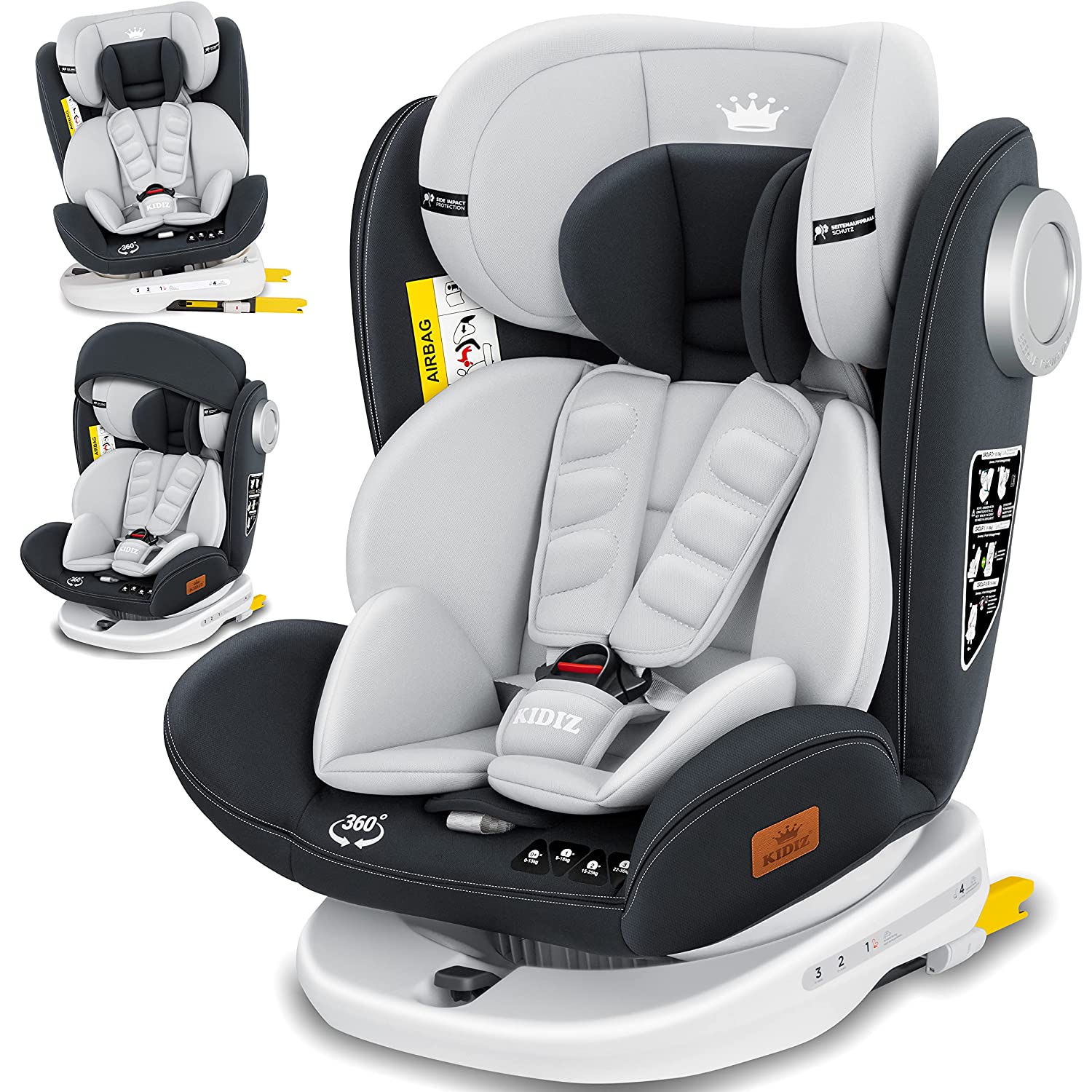 KIDIZ® Isofix Top Tether Child Car Seat 360° Rotatable Group 0/1/2/3 from B