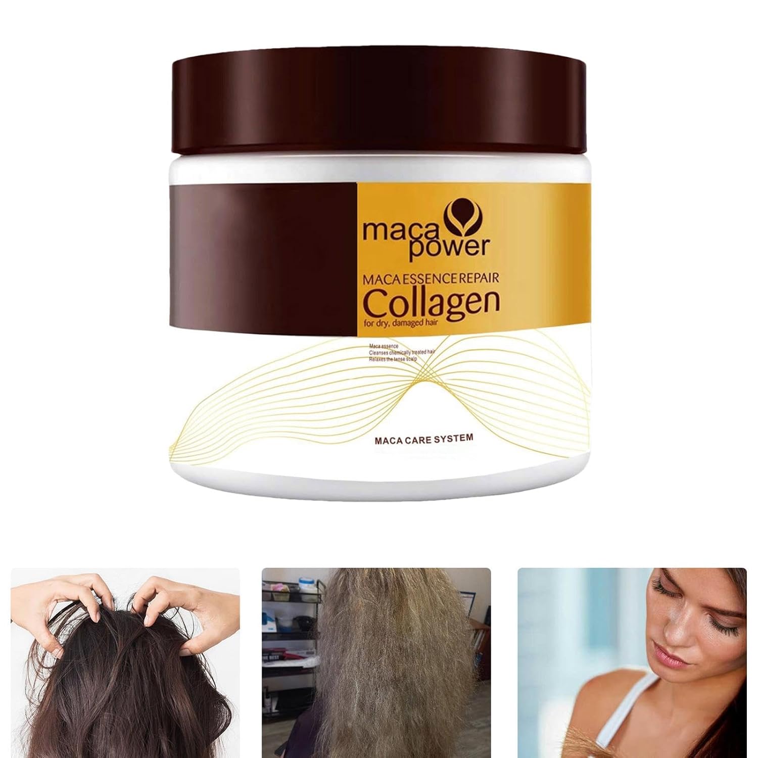 collag-en Hair Mask, Argan Oil Hair Mask, Essence Repair Mask for Women, 200/500 ml Deep Conditioner, Growth Promoting Hair Care Lotion for Dry Damaged and Curly Hair