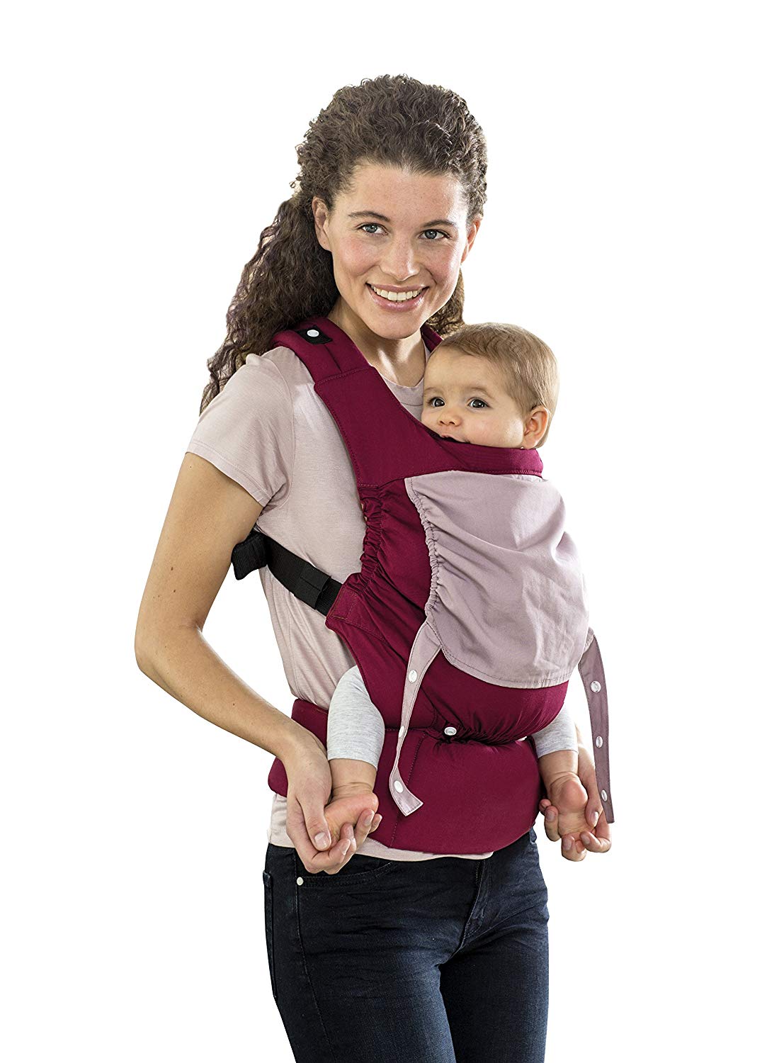 AMAZONAS Ergonomic Baby Carrier Smart Carrier with Hood for Newborns and Toddlers Grows with Your Child, from 0-3 Years to 15 kg, 100% Cotton, Bordeaux