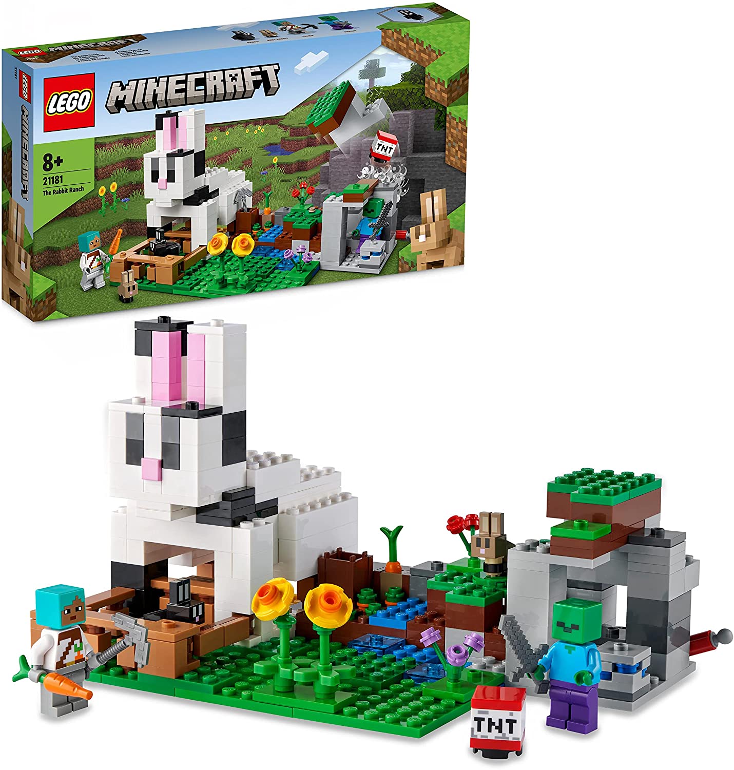 LEGO 21181 Minecraft Die Kaninchenranch, Bauernhof-Spielzeug für Jungen und