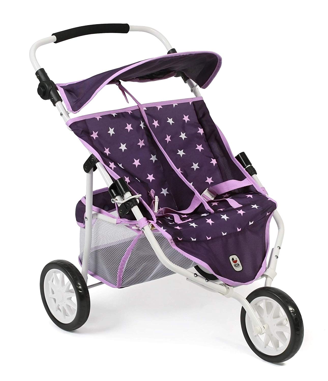 Twin Jogger, Doll\'s Pram for Two Dolls, 3-Wheel Twin Buggy for Children from 4 to 8 Years