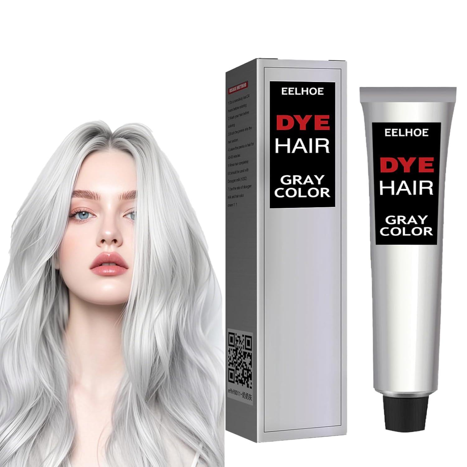 SNONESIY Gray Hair Color Silver Gray - Nourishing Care for Healthy Hair - Semi-Permanent - Universal for All Hair Types