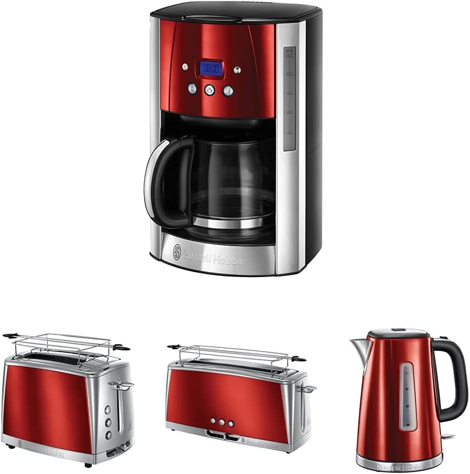 Russell Hobbs Solar Red Breakfast Set Toaster, Kettle and Coffee Machine